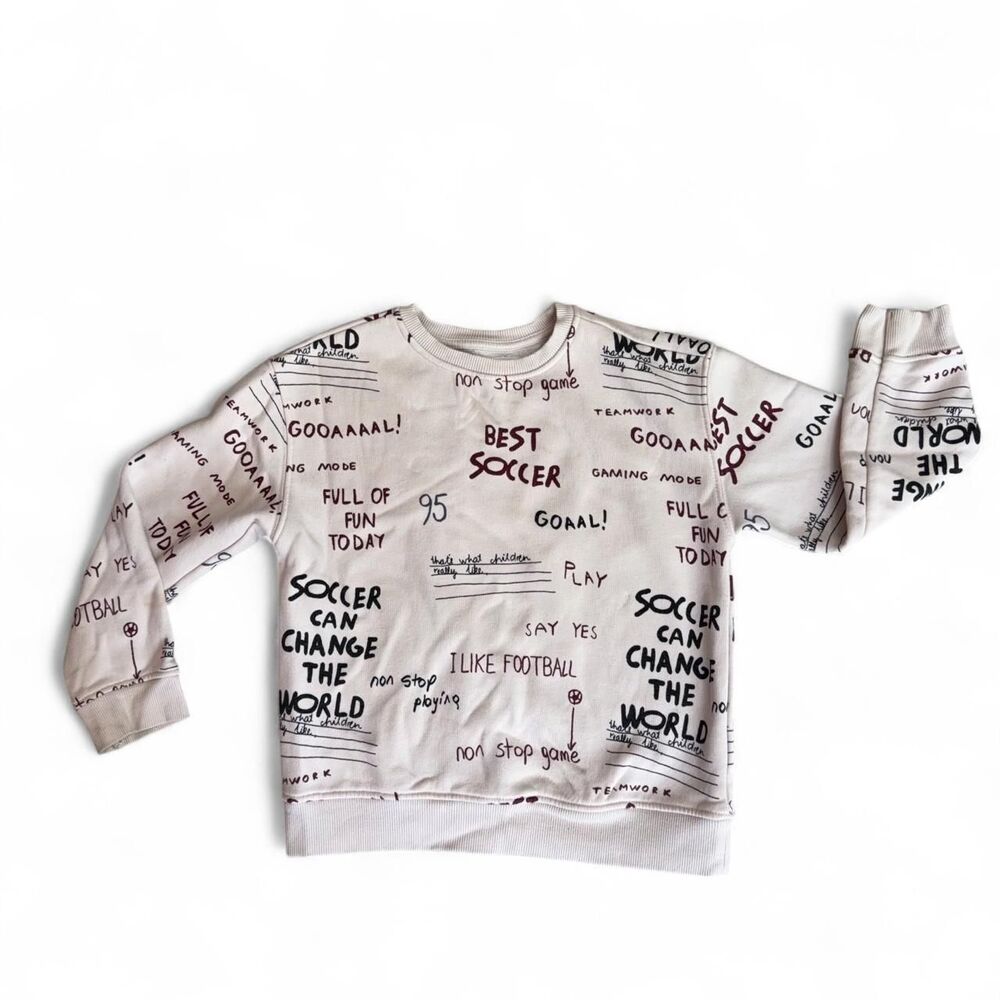 Zara Kids Graffiti Soccer Crewneck Sweatshirt Size 7